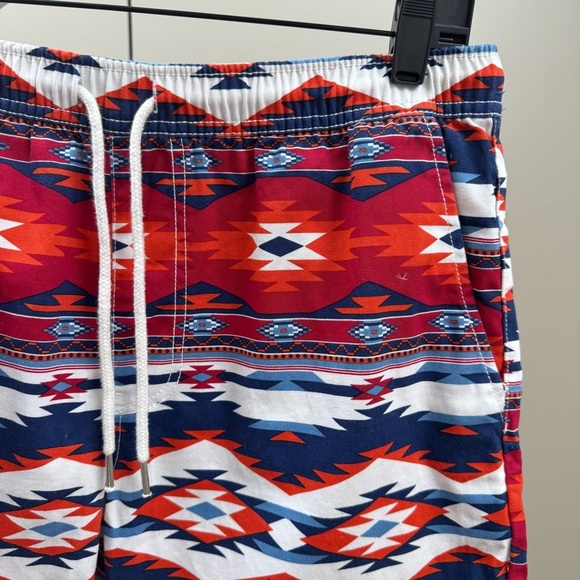 Forever 21 Men's Tribal Pattern Swim Shorts - Red and Blue - Picture 2 of 7